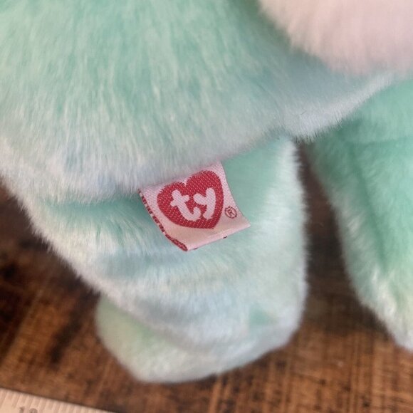 TY Beanie Buddy HIPPITY Green Bunny 14” Stuffed Animal Plush Beanie Babies 1998 - Picture 8 of 10